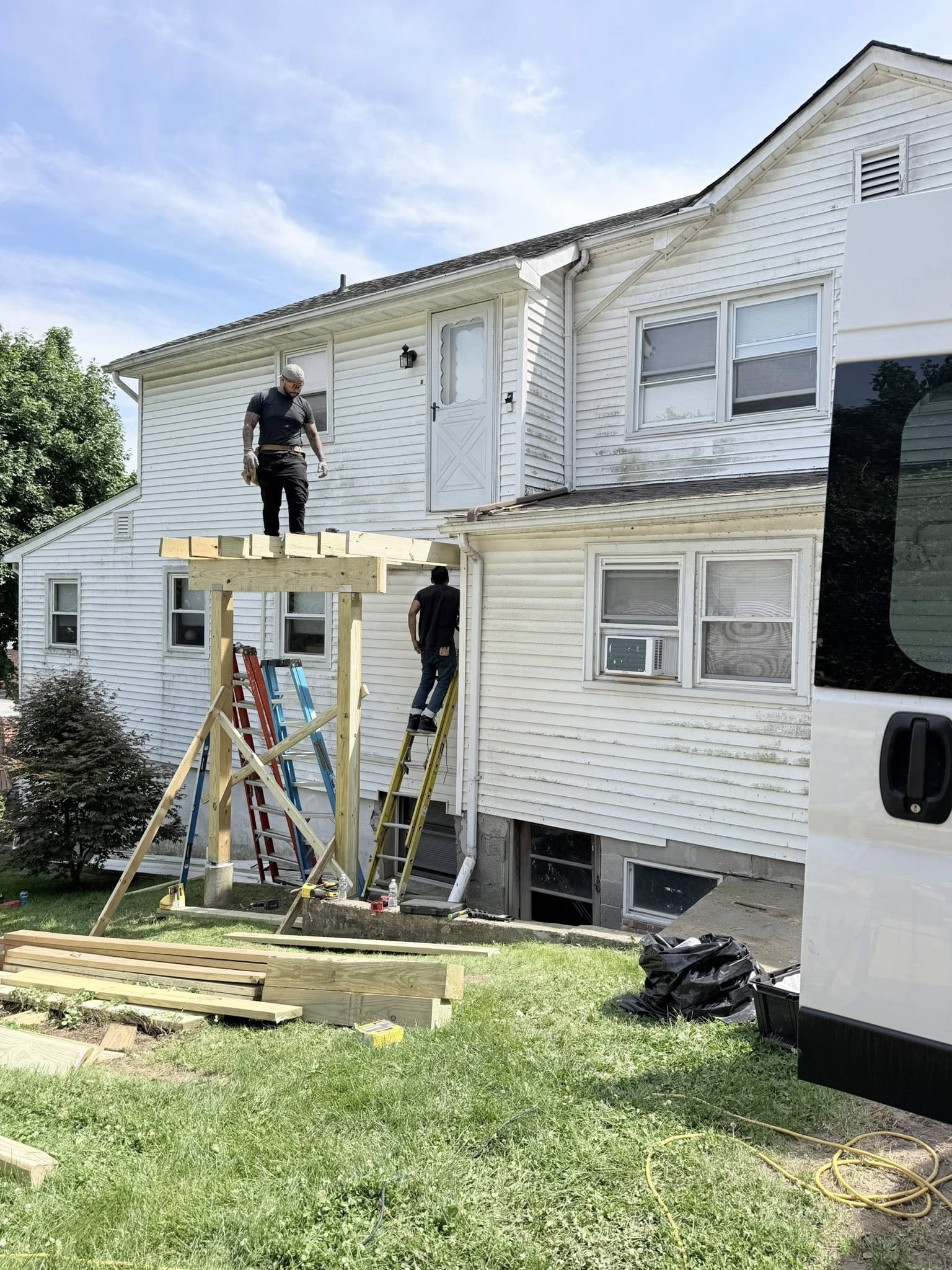 WHI crew building new deck frame — Westchester NY contractor