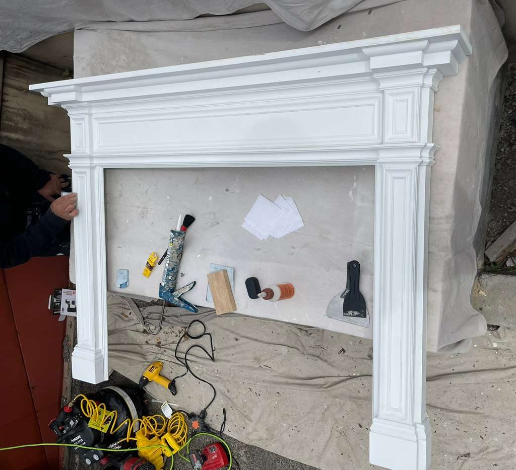 Final finish coat on mantel